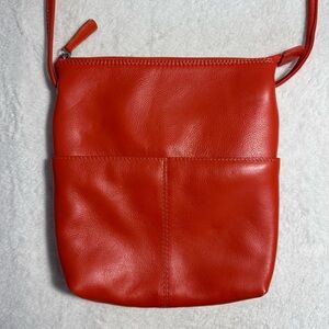 ILI NYC Orange Genuine Leather Crossbody Bag